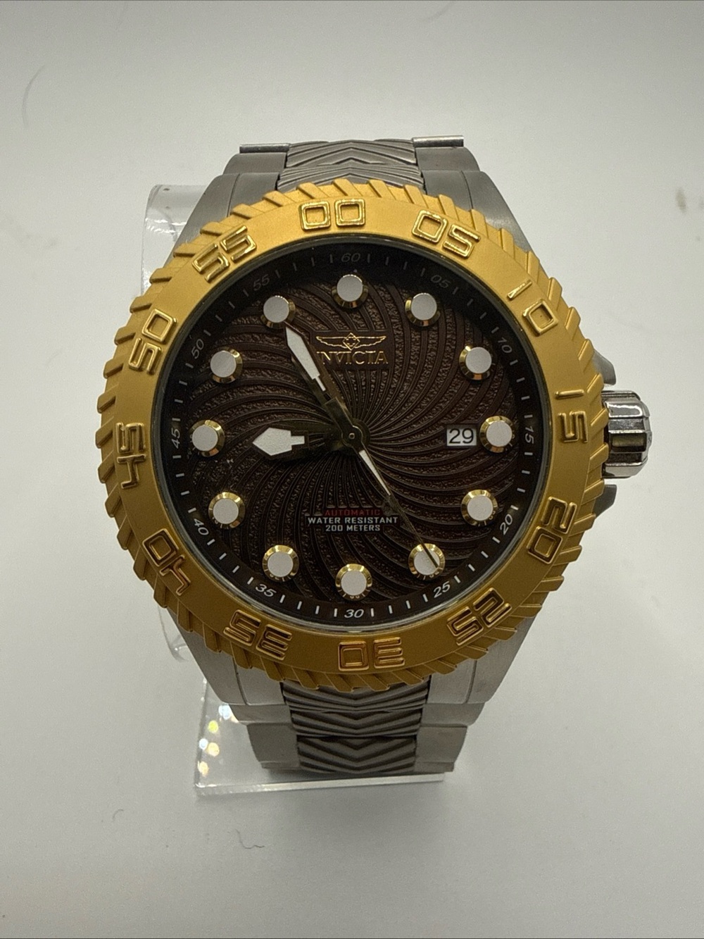 Invicta 12925 Pro Diver Automatic Brown Textured Dial Stainless Steel Band Watch
